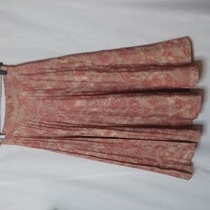 Sunny Day Beige and Pink Paisley Floral Flare Skirt. Size S